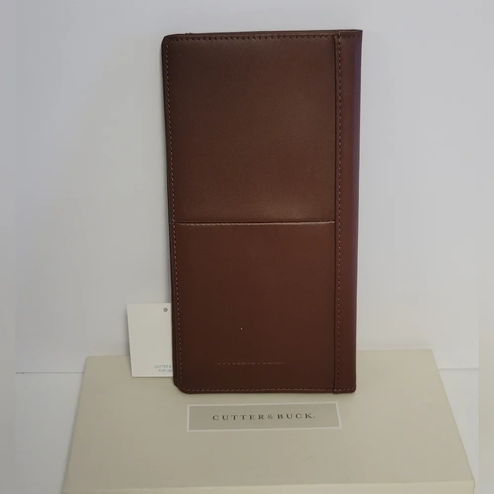 Cutter & Buck Brown Leather Travel Wallet Passport Holder